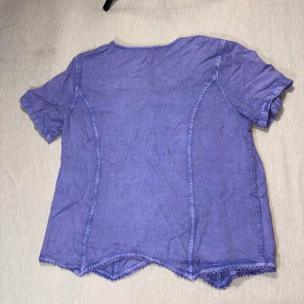 VTG Purple Periwinkle Embroidered Skirt Set Rayon PS Boho Cottagecore Fairycore - Picture 10 of 10